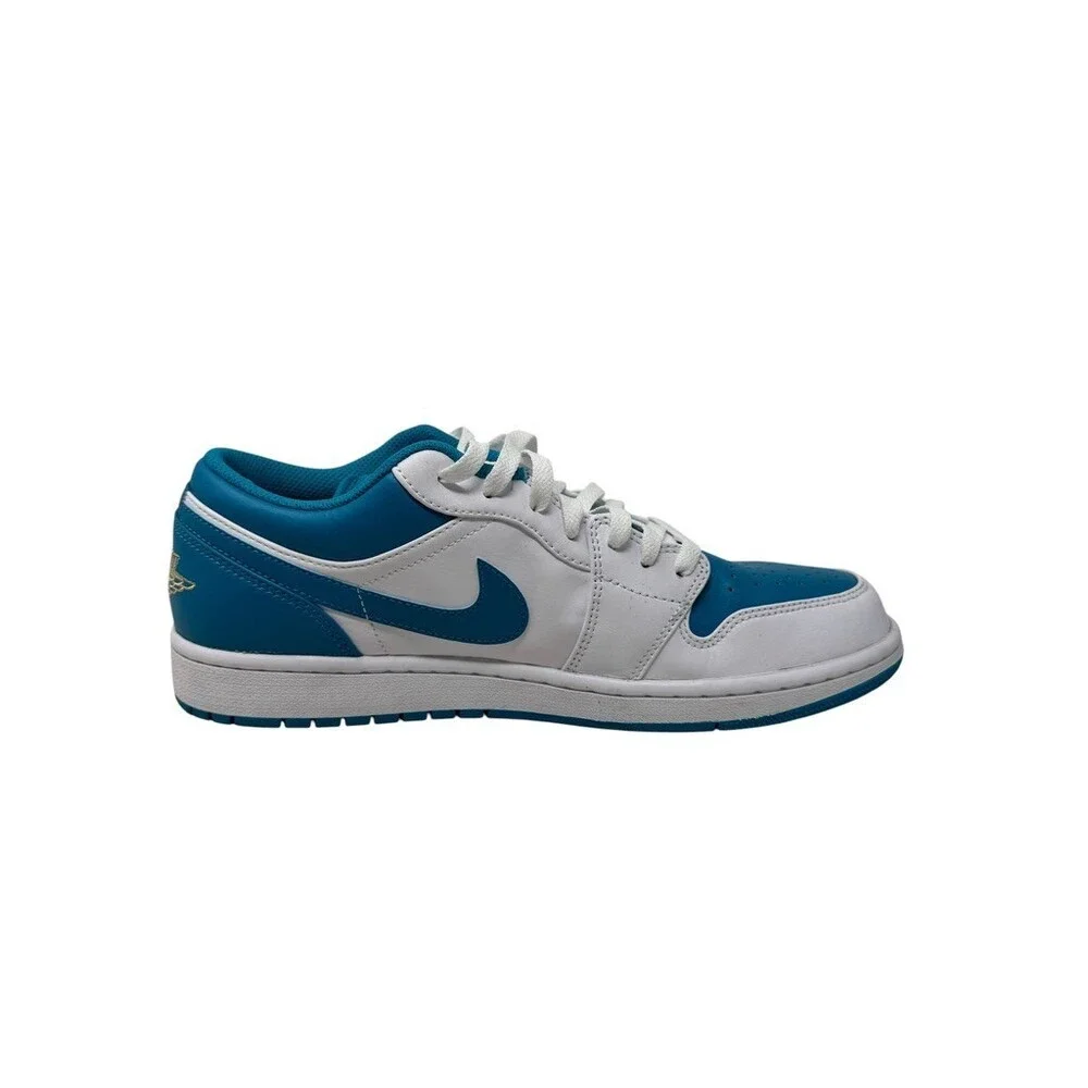 Nike Air Jordan 1 Low Aquatone 553558-174 White Blue Gold Men's Size 11 sneaker